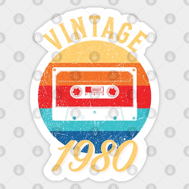 Vintage Year Since 1980 | Cassette | 42nd Birthday Gift Sticker by jiromie